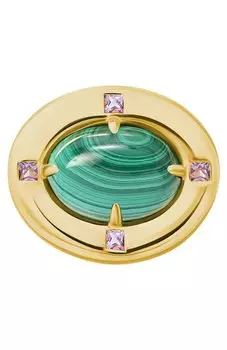 Кольцо AI с малахитом и аметистами Moonka