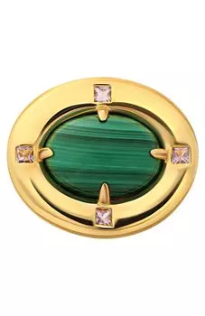 Кольцо AI с малахитом и аметистами Moonka