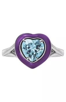 Кольцо с сердцем из голубого топаза Moonka