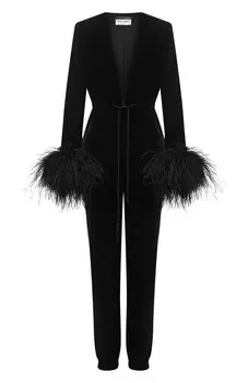 Комбинезон из вискозы с отделкой перьями Saint Laurent