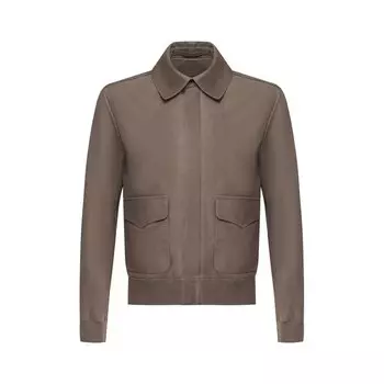 Кожаная куртка на молнии с отложным воротником Ralph Lauren