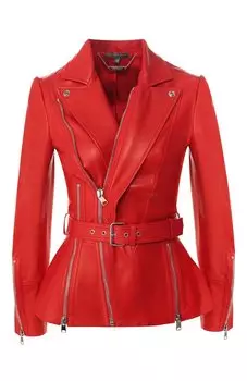 Кожаная куртка с косой молнией Alexander McQueen