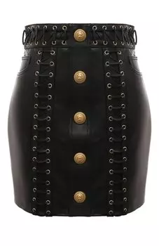 Кожаная юбка Balmain
