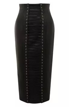 Кожаная юбка Balmain