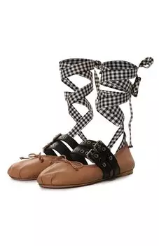 Кожаные балетки Miu Miu