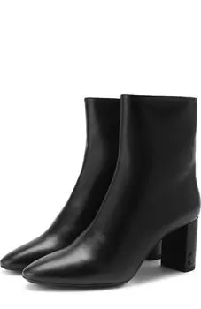 Кожаные ботильоны Lou на устойчивом каблуке Saint Laurent