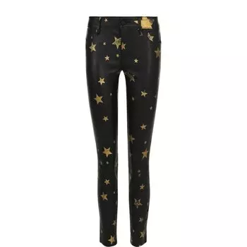 Кожаные брюки-скинни с принтом в виде звезд RTA