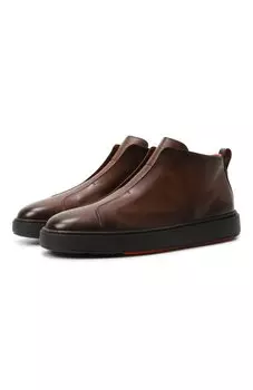 Кожаные кеды Cleanic Santoni