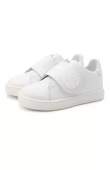 Кожаные кеды с застежкой велькро Emporio Armani