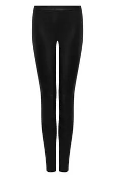 Кожаные легинсы с завышенной талией Saint Laurent