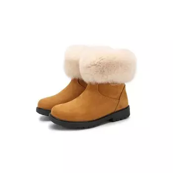 Кожаные сапоги на молнии с меховой отделкой Simonetta