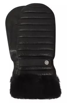 Кожаные варежки с меховой отделкой Agnelle