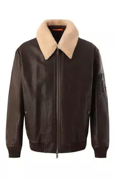 Кожаный бомбер BOSS Orange