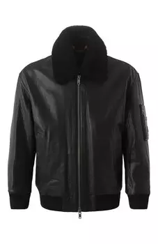 Кожаный бомбер BOSS Orange