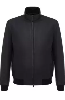 Кожаный бомбер на молнии и с воротником-стойкой Brioni