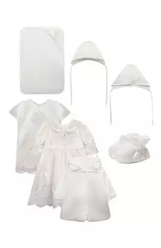 Крестильный набор шёлковый "Комплект из семи изделий Кружевной Premium Chepe