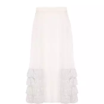 Кружевная юбка-миди с оборками Rodarte