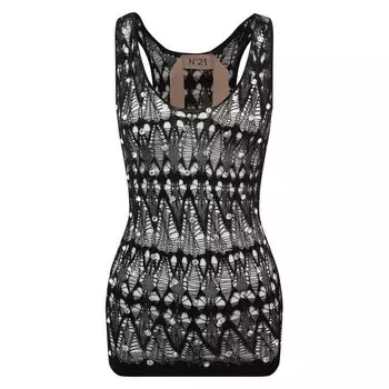 Кружевной топ с отделкой стразами N21