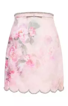 Льняная юбка с отделкой стразами Zimmermann