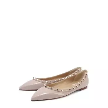 Лаковые балетки Rockstud с зауженным мысом Valentino