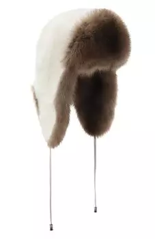 Меховая шапка-ушанка из норки и соболя VICTORIA KUSENKOVA