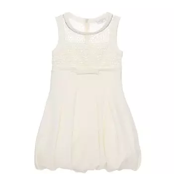 Мини-платье с кружевной отделкой и бантом Monnalisa