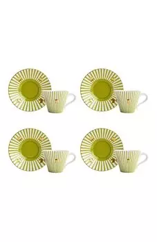 Набор Delphos Absinthe из четырех чашек с блюдцами Bernardaud