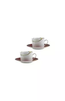 Набор из двух чайных чашек с блюдцами Kintsugi Rouge Empereur Bernardaud