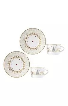 Набор Noel Blanc из двух чашек с блюдцами Bernardaud