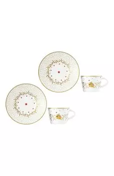 Набор Noel Blanc из двух чашек с блюдцами Bernardaud