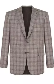 Однобортный шерстяной пиджак из смеси шерсти и шелка с льном Brioni