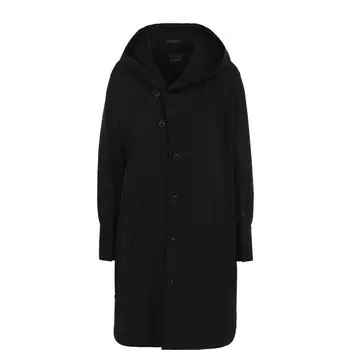 Однотонная шерстяная блуза с капюшоном Yohji Yamamoto