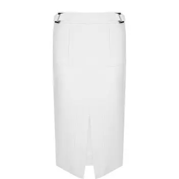 Однотонная шерстяная юбка с разрезом Tom Ford