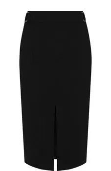 Однотонная шерстяная юбка с разрезом Tom Ford
