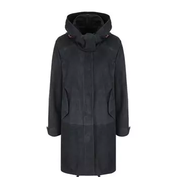 Однотонная замшевая куртка с воротником-стойкой и капюшоном Loro Piana