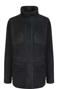 Однотонная замшевая куртка с воротником-стойкой Loro Piana