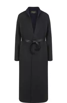 Однотонное кашемировое пальто с кожаным поясом Loro Piana