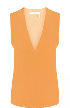 Однотонный шелковый топ с V-образным вырезом Chlo