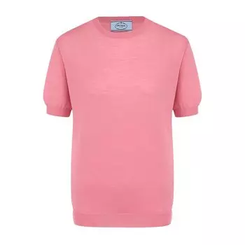 Однотонный шерстяной пуловер с круглым вырезом Prada