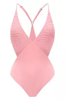 Однотонный слитный купальник с V-образным вырезом Clube Bossa