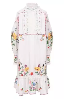 Платье из хлопка и льна Valentino