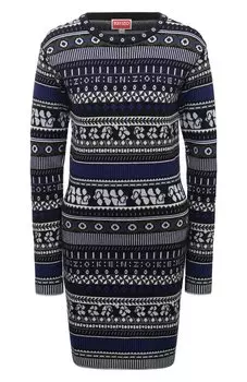 Платье из хлопка и шерсти Kenzo