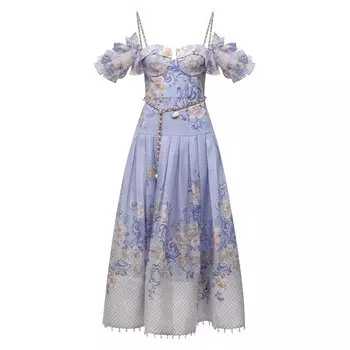 Платье из шелка и льна Zimmermann