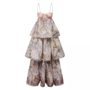 Платье из шелка и льна Zimmermann