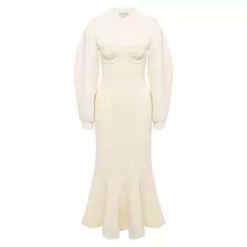 Платье из шерсти и хлопка Alexander McQueen