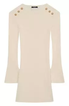 Платье из шерсти и хлопка Balmain