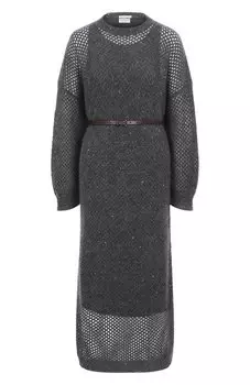 Платье из шерсти и хлопка Brunello Cucinelli