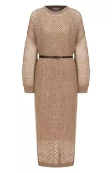 Платье из шерсти и хлопка Brunello Cucinelli