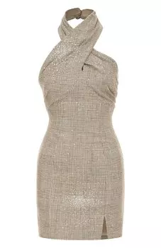 Платье из вискозы и хлопка с отделкой стразами Giuseppe di Morabito