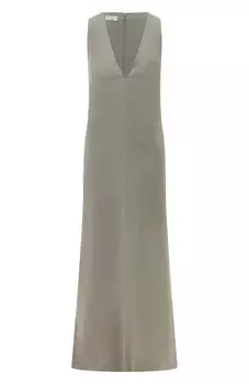 Платье из вискозы и льна Brunello Cucinelli